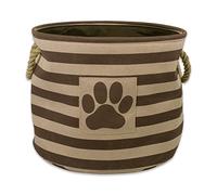 Bone Dry Striped Paw Patch Bin, Small Round, Brown