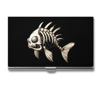 Bone Fish Skeleton Business Card Holder Metal Wallet Credit Card ID Case for Men Women