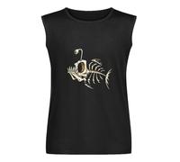 Bone Fish Weird Skeleton Vest Tank T-Shirt Cotton Men Black Sleeveless Tee S