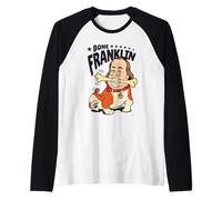 Bone Franklin Funny Patriotic Bulldog Design Raglan Baseball Tee