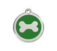 Red Dingo Bone Enamel Dog Tag Green - Medium