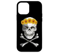 Bone Head Skull Wearing Sunflower Wreath Crossbone Halloween Case for iPhone 12 mini
