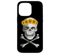 Bone Head Skull Wearing Sunflower Wreath Crossbone Halloween Case for iPhone 14 Pro Max