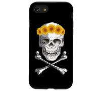 Bone Head Skull Wearing Sunflower Wreath Crossbone Halloween Case for iPhone SE (2020) / 7/8