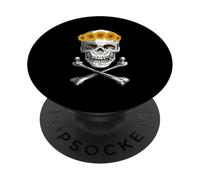 Bone Head Skull Wearing Sunflower Wreath Crossbone Halloween PopSockets Adhesive PopGrip