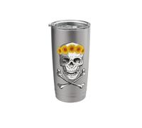 Bone Head Skull Wearing Sunflower Wreath Crossbone Halloween Stainless Steel Insulated Tumbler