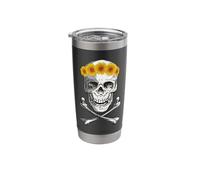 Bone Head Skull Wearing Sunflower Wreath Crossbone Halloween Stainless Steel Insulated Tumbler