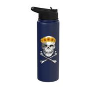 Bone Head Skull Wearing Sunflower Wreath Crossbone Halloween Stainless Steel Insulated Water Bottle