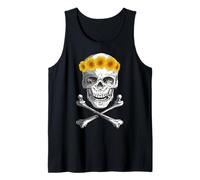 Bone Head Skull Wearing Sunflower Wreath Crossbone Halloween Tank Top