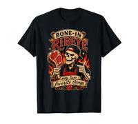 Bone in Ribeye My Two Favorite Things Skeleton Pitmaster BBQ T-Shirt