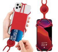 BONE Lanyard Phone Tie 2 with Card Holder, Cell Phone Lanyard Neck Strap with Detachable Card Pocket for iPhone 13 12 min Pro Max 11 Pro Max Samsung Galaxy, Smartphone Case Silicone Straps (Red)