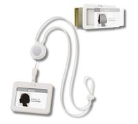 【Bone】 Lanyard Retractable Badge Holder - ID Badge Holders with Slim Case, Large Capacity, Multiple Cards Slot,Interchangeable Lanyard Strap (Hor-White)