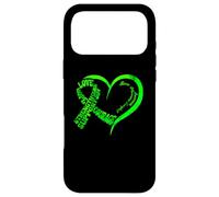Bone Marrow Transplant Awareness Ribbon Words Green Heart Case for iPhone 17 Pro Max
