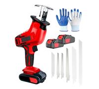 Bone Meat Cutter, Electric Bone Cutting Machine, Portable Reciprocating Saw, Rubberized Handle, Led Lighting, with 6 Saw Blades & 12 Pairs of Gloves,2Batteries