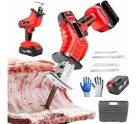 Bone Meat Cutter, Electric Bone Cutting Machine, Portable Reciprocating Saw with 4 Saw Blades and 12 Pairs of Gloves, Rubberized Handle, LED Lighting