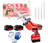 Bone Meat Cutter,Electric Saw Butchers,Led Lighting/Large Capacity Battery/Lock Switch,for Cutting Various Meats/Bones/Frozen-Food,With2 Gloves+4 Blades