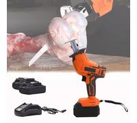 Bone Saw Cordless, Electric Butchers for Commercial Home, Professional Handheld, Battery Powered, Multifunctional Machine Frozen Meat Pork Fish Ribs (Combo : 2 Battery+2 Sawtooth)