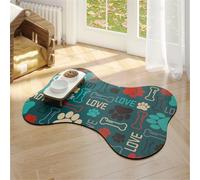 Bone Shape Dog Cat Food Mat Paw Letters Patterns Dogs Bowl Mat Non-Slip Pet Waterproof Cats And Dog Feeding Mats Pets Placemat Waterproof Tray Cushion Keep Floors Clean (Green,30x40 cm)