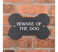 Bone shaped Beware of the Dog sign in slate