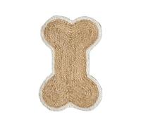 Bone Shaped Dog Feeding Mat & Bowl Mat Jute Rug (45x65 cm) | Handmade Natural Reversible Cat Feeding Mat | Indoor Placemat & Jute Dog Rug (NAT/White)