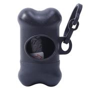 Bone Shaped Pet Waste Bag Dispenser Portable Outdoor Dog Poop Up Holder Leash Attachment Garbage Organizer (Black, 8.5x3.5cm)