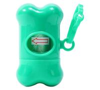 Bone Shaped Pet Waste Bag Dispenser Portable Outdoor Dog Poop Up Holder Leash Attachment Garbage Organizer (Green, 8.5x3.5cm)