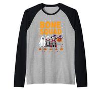 Bone Squad Halloween Skeleton Ghost Pumpkin Raglan Baseball Tee