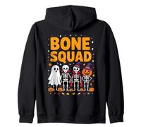 Bone Squad Halloween Skeleton Ghost Pumpkin Zip Hoodie