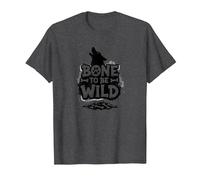 Bone to Be Wild: Edgy Wolf Dog Lover Graphic T-Shirt, Men, Dark Heather Grey, 6XL