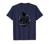 Bone to Be Wild: Edgy Wolf Dog Lover Graphic T-Shirt, Men, Navy, 6XL