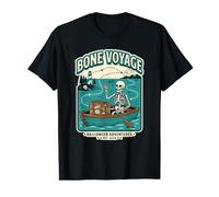 Bone Voyage Adventure Skeleton Boat Halloween Spooky Travel Value Graphic T-Shirt