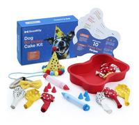 BoneItUp Dog Birthday Cake Kit - Bake Birthday Cakes for Dogs - Dog Party Supplies Set with - Large Cake Mold, 3 Vet-Backed Cake Recipes, 2 Drawing Pens, 10 Balloons, Birthday Hat & Bow