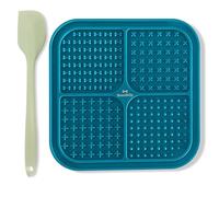 BoneItUp Lick Mat for Dogs & Cats - BPA-Free Dog Food Mat Slow Feeder, Crate Training, Dental Health & Digestion - Slow Feeder Mat for Dogs - Dishwasher Safe Crate Lick Mat (Blue)