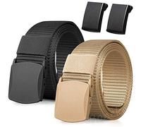 Boneke Nylon Belt, 2 Pack Men Military Tactical Breathable Belt, fast through the airport security, Metal Buckle+Plastic Buckle, Skater Belts 51.18in(130cm)