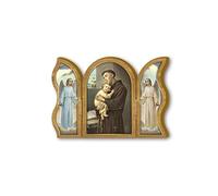 BONELLA BROTHERS Bonella Brothers | Devotional wooden triptych of Saint Anthony 6x9cm | Made in Italy