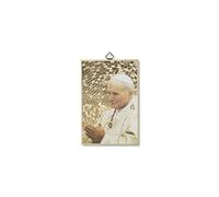 BONELLA BROTHERS Bonella Brothers | Sacred picture on 8mm poplar MDF wood with gold foil mosaic of John Paul II with prayer on the back 10 x 15 cm | Made in Italy