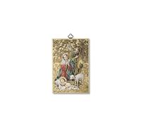 BONELLA BROTHERS Bonella Brothers | Sacred picture on 8mm poplar MDF wood with gold foil mosaic of the Holy Family Christmas with Prayer on the back 10 x 15 cm | Made in Italy