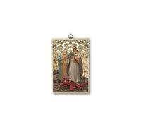 BONELLA BROTHERS Bonella Brothers | Sacred picture on 8mm poplar MDF wood with golden foil mosaic of Saint Joseph, Protector of the Holy Family with Prayer on the back 10 x 15 cm | Made in Italy