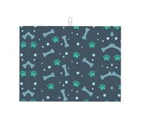 Bones and Dog Claws Print Dish Drying Mat for Kitchen, Microfiber Dish Draining Pad, Absorbent Countertop Protector