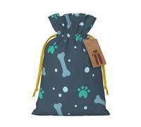 Bones and dog claws print Drawstring Gift Bag for Wedding Party Birthday Unique Present Bag Reusable Canvas Bag,1 Piece S