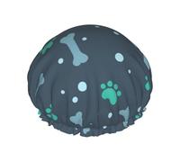 Bones And Dog Claws Print Shower Cap For Women Men Reusable Lightweight Soft Bath Hair Cap With Elastic Band