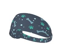 Bones and dog claws Printed Elastic Sports Headband： Stretchy Sweatband for Running, Gym, Cycling, Yoga, Fitness & Travel