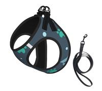 Bones and dog claws printing Puppy Harness, Dog Harness and Leash Set, Soft Mesh Reflective Breathable Lightweight Vest-Style