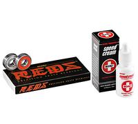 BONES BEARING REDS Bearings - 8 Pack (Nylon, Ball Bearing, Skateboard-bearings), Pre-lubricated with Speed Cream Racing Lubricant, High Speed, Removable Rubber Shield for Easy Cleaning