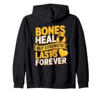 Bones Heal But Strength Lasts Forever Ribbon Zip Hoodie