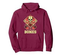 Bones MMA BJJ Kickboxing Boxing Wrestling Fighter Pullover Hoodie, Adult Unisex, Burgundy, Medium