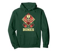 Bones MMA BJJ Kickboxing Boxing Wrestling Fighter Pullover Hoodie, Adult Unisex, Dark Green, X-Large