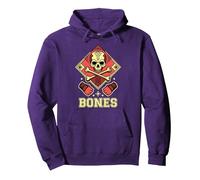 Bones MMA BJJ Kickboxing Boxing Wrestling Fighter Pullover Hoodie, Adult Unisex, Purple, Medium