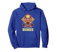 Bones MMA BJJ Kickboxing Boxing Wrestling Fighter Pullover Hoodie, Adult Unisex, Royal Blue, Large