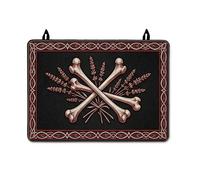 Bones Stove Top Cover for Electric Stove, Gothic Rustic Wheat Border Halloween Black Pu Surface Stovetop Cover Board for Glass Surface Cottage Kitchen Decor 28x20 Inch